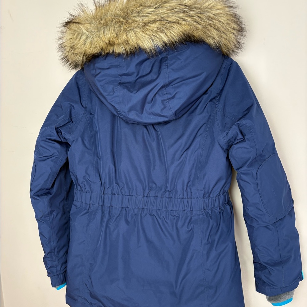 Lands' End Dark Blue Expedition Parka with Faux Fur Trim Sherpa Lining - Picture 3 of 9